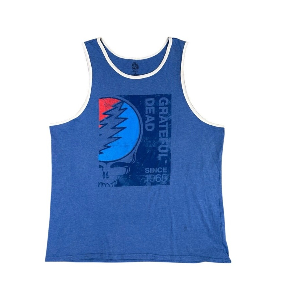Grateful Dead Steal Your Face Ringer Tank Top Blue XL Graphic Rock Band Tee